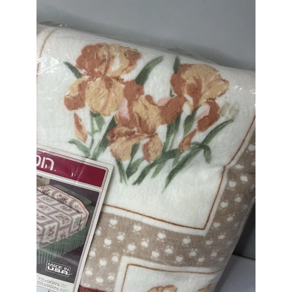 Vtg Beacon Prairie Song Blanket‎ Floral 72
